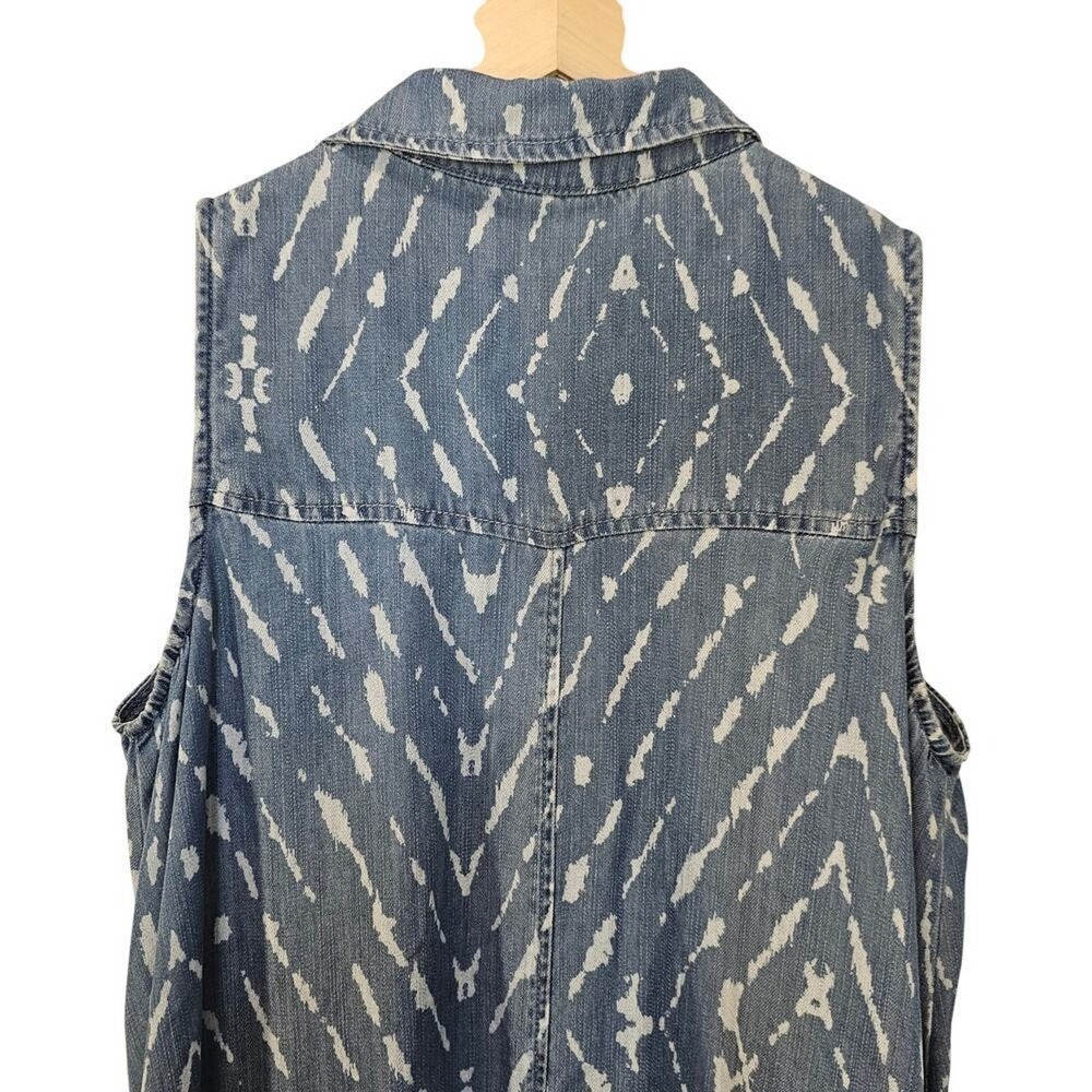 Grace Elements Blue Tencel Denim Shirt Dress Size Medium High-Low Hem Boho‎ Midi - Picture 8 of 10